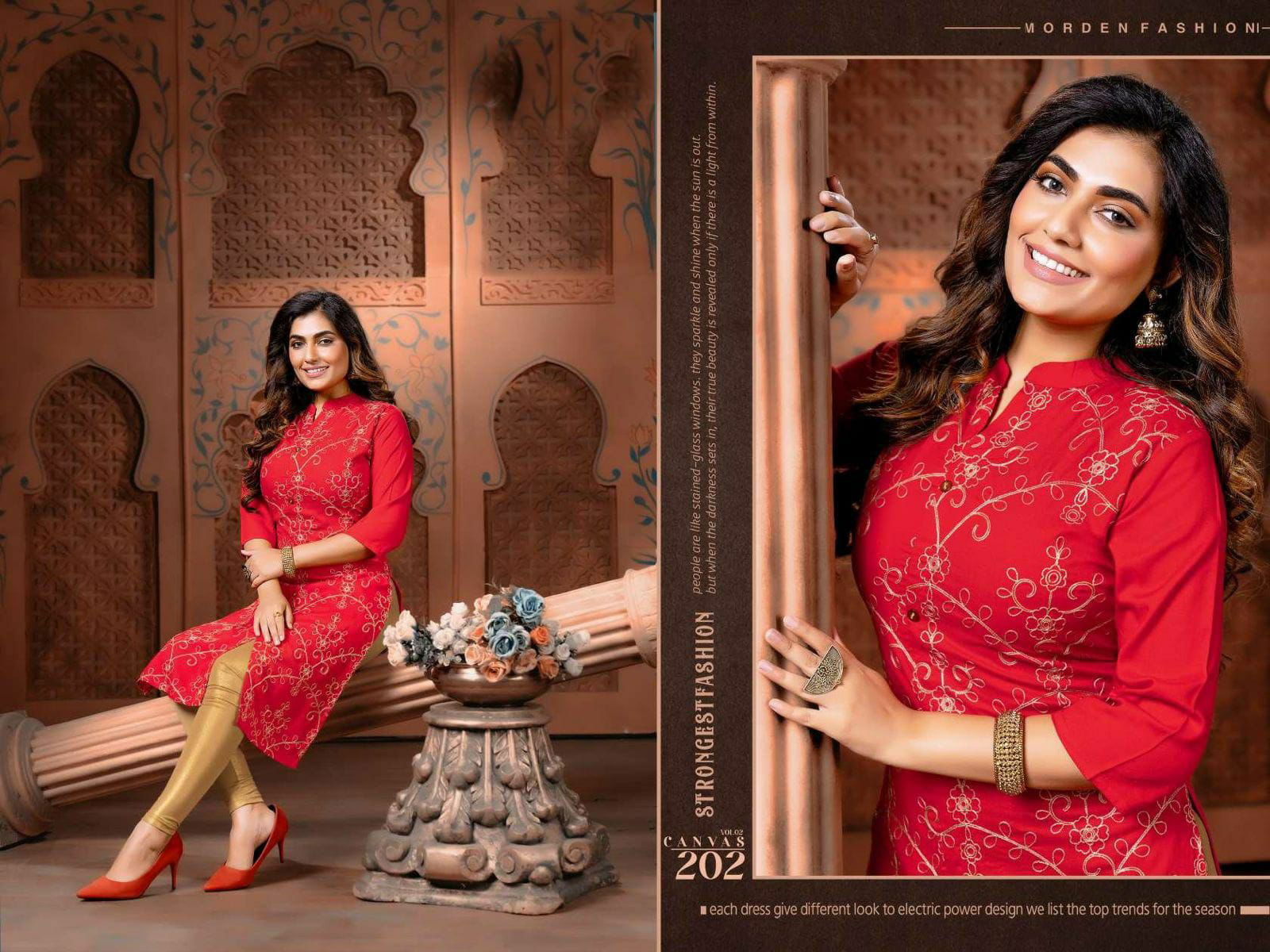 Canvas 2 New Designer Embroidery Work Fancy Wear  Kurti Collection